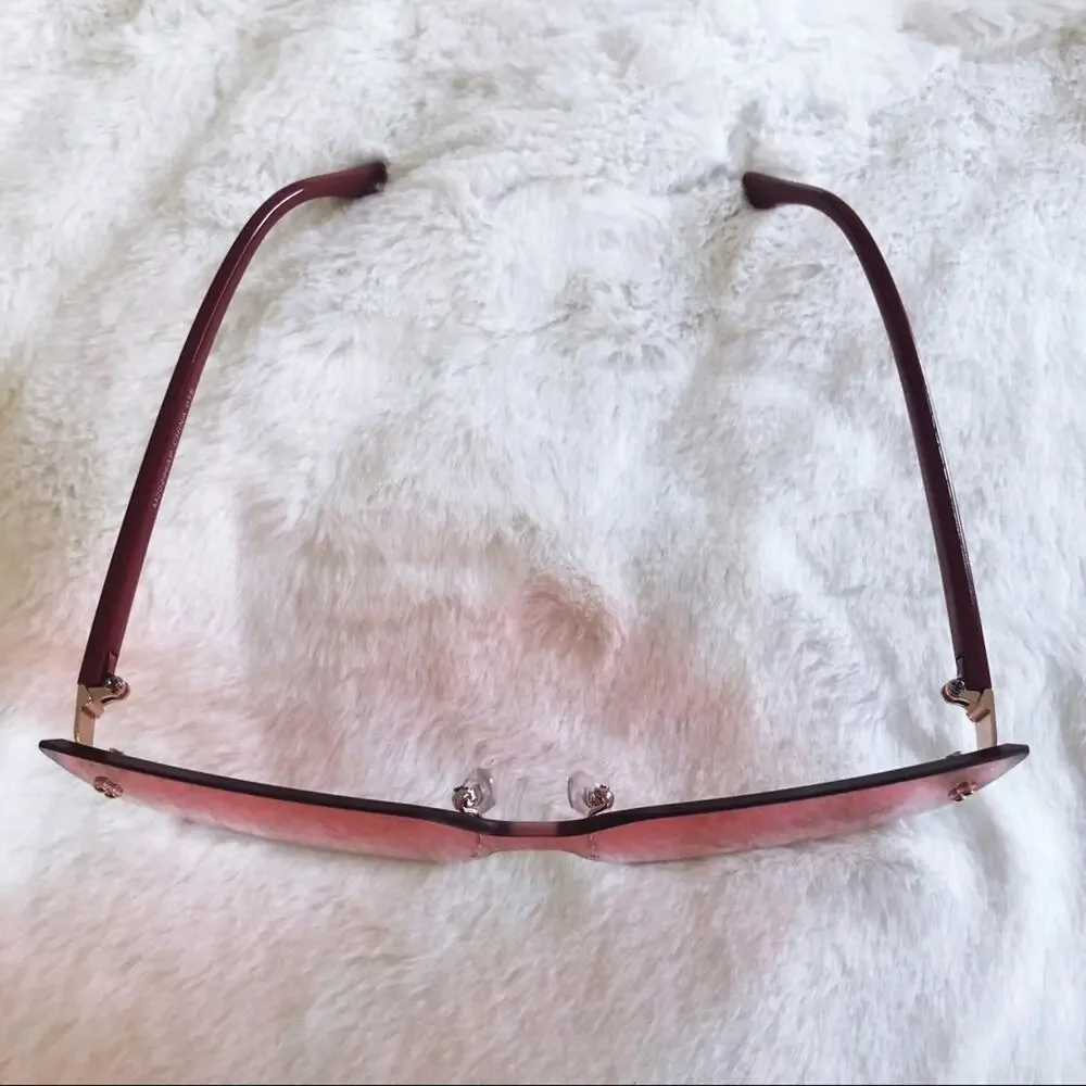 Dana Dark Pink Rimless Oversize Cat Eye Sunglasses